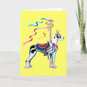 Cartão Great Dane Harlequin Carousel - Personalizado