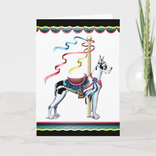 Cartão Great Dane Harlequin Carousel - Personalizado