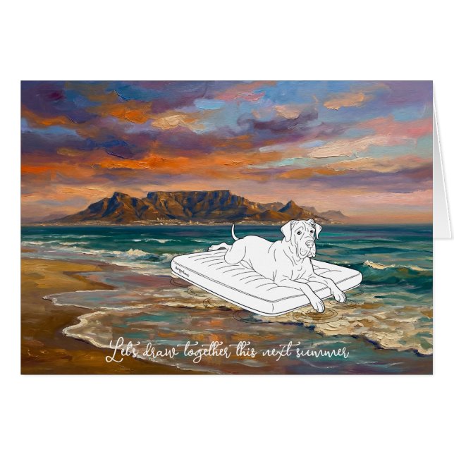 Cartão Great Dane Summer mode coloring card  (Frente horizontal)