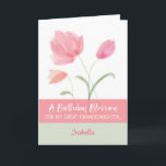 Cartão Great Granddaughter Custom Name Religious Birthday<br><div class="desc">Your great granddaughter will definitely have a beautiful birthday once you give her this beautiful pink flower s card with a personalized name on the front. Wish her blessings and special joy on her special day.</div>