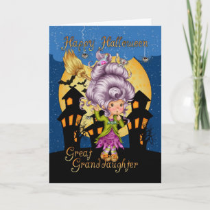 Cartão great granddaughter halloween cartoon witch card