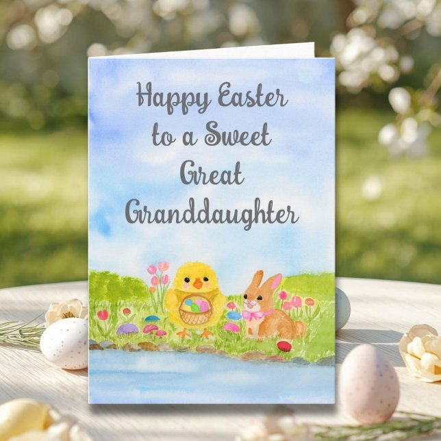 Cartão Great Granddaughter Happy Easter Baby Chick  (Criador carregado)