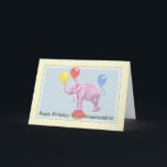Cartão Great Granddaughter's Birthday Card, Pink Elephant<br><div class="desc">This pink elephant with colorful balloons is a festive way to send a birthday greeting.</div>