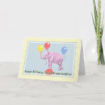 Cartão Great Granddaughter's Birthday Card, Pink Elephant<br><div class="desc">This pink elephant with colorful balloons is a festive way to send a birthday greeting.</div>