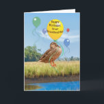 Cartão Great Granddaughter's Birthday  with Flying Duck<br><div class="desc">This digital painting of a female mallard duck with floating balloons makes a festive birthday greeting card.</div>