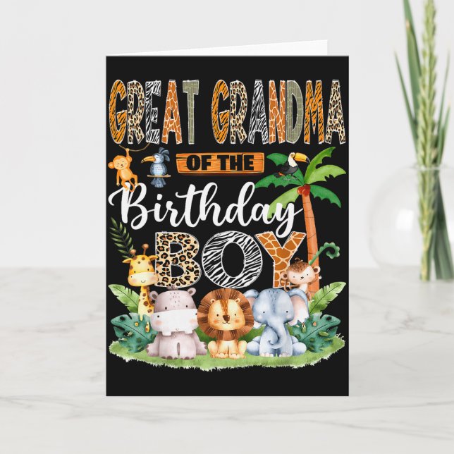 Cartão Great Grandma Of The Birthday Boy Jungle Safari An (Frente)