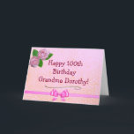 Cartão Great Grandma Pink Happy 100th Birthday Card<br><div class="desc">Send you great grandma this cute Happy hundreth birthday card!</div>