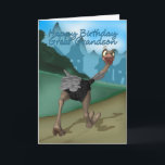 Cartão Great Grandson Birthday Card - Cartoon Ostrich - D<br><div class="desc">Great Grandson Birthday Card - Cartoon Ostrich - Digital Painting</div>