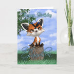 Cartão Great Grandson Birthday Card With Cute Fox And But<br><div class="desc">Great Grandson Birthday Card With Cute Fox And Butterfly</div>
