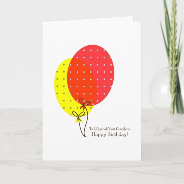 Cartão Great Grandson Birthday Cards Colorful Balloons (Frente)