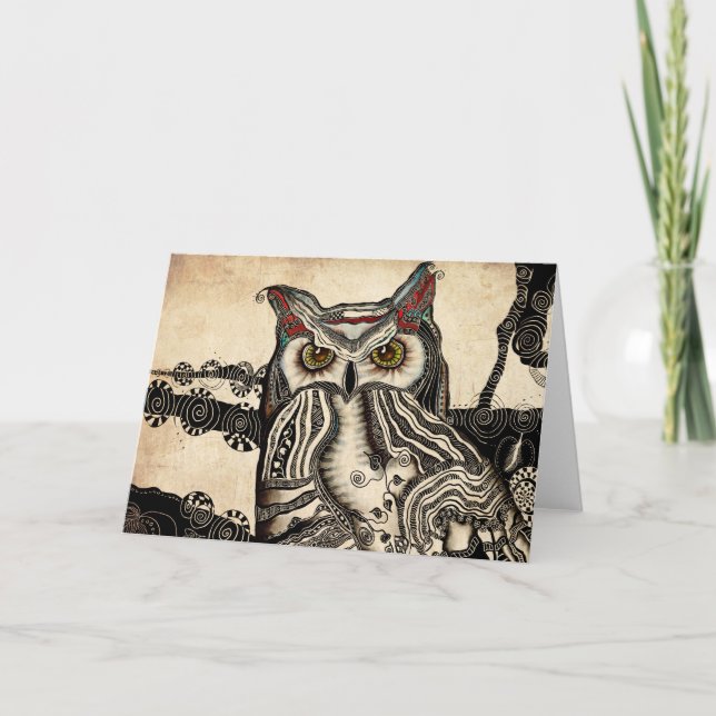 Cartão Great Horned Owl Blank Greeting Card (Frente)
