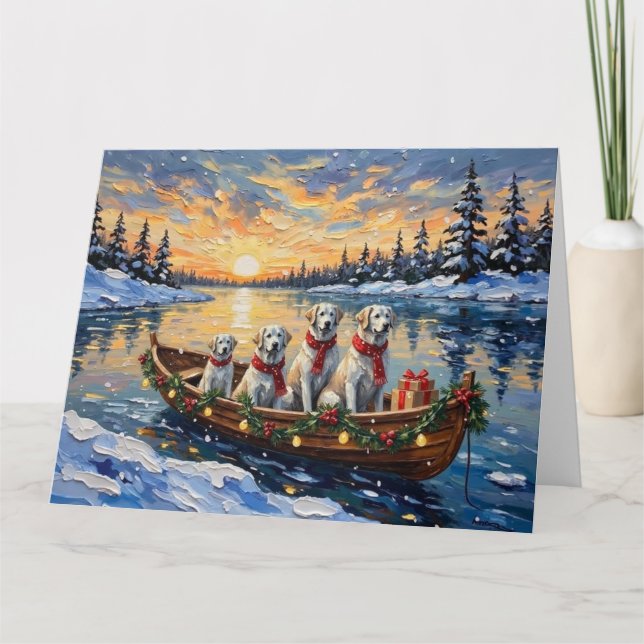 Cartão Great Pyrenees Christmas Boat Holiday (Frente)