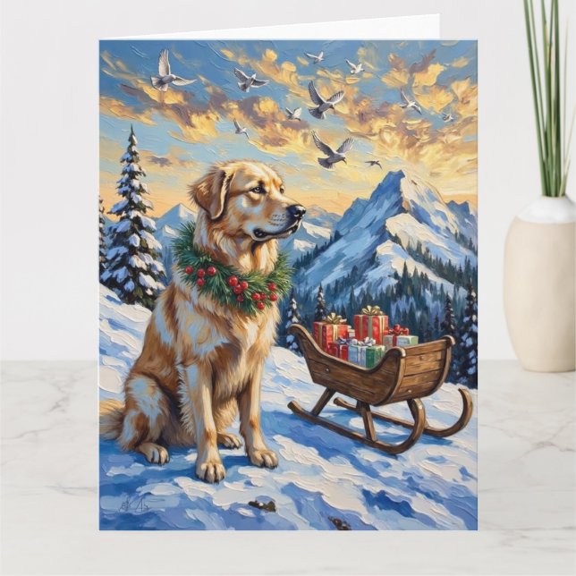 Cartão Great Pyrenees Christmas Mountain Holiday (Frente)