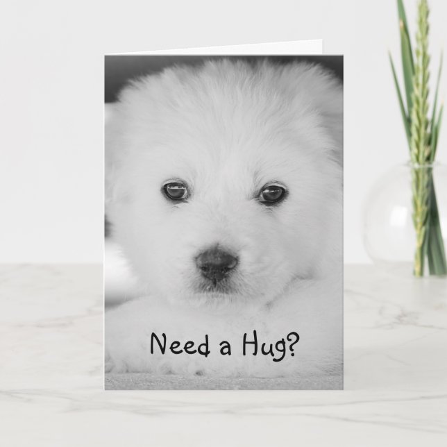 Cartão Great Pyrenees Puppy Need a Hug Greeting Card (Frente)