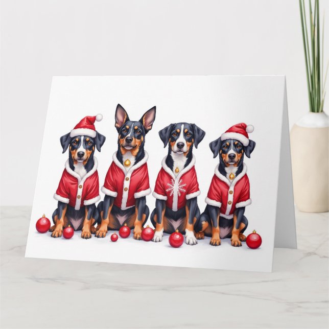 Cartão Greater Swiss Mountain Dog Christmas Dress Santa (Frente)