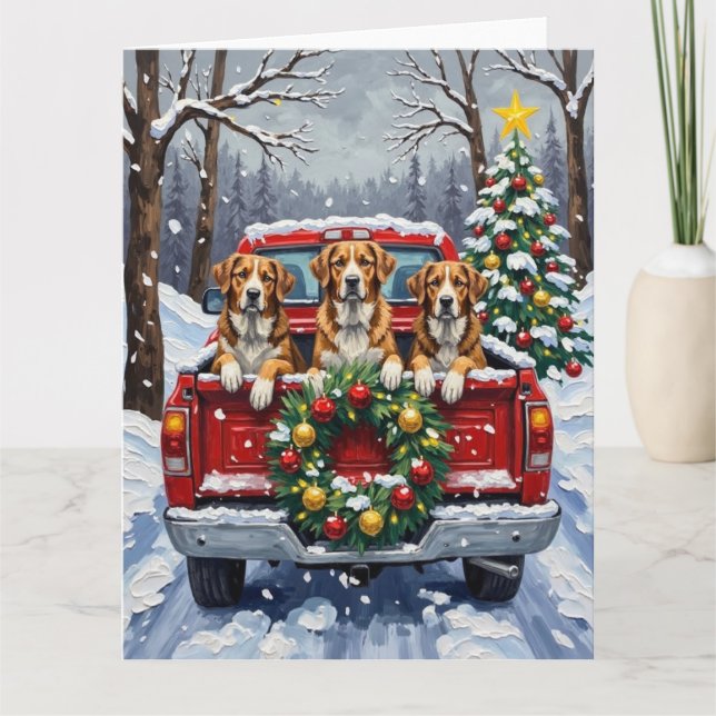 Cartão Greater Swiss Mountain Dog Christmas Red Truck (Frente)