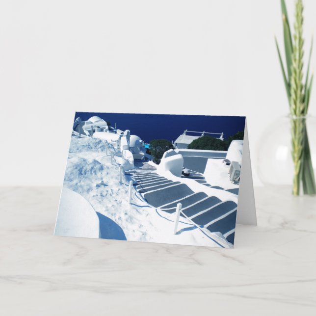 Cartão Grécia de Santorini, aldeia de Ioa (Frente)