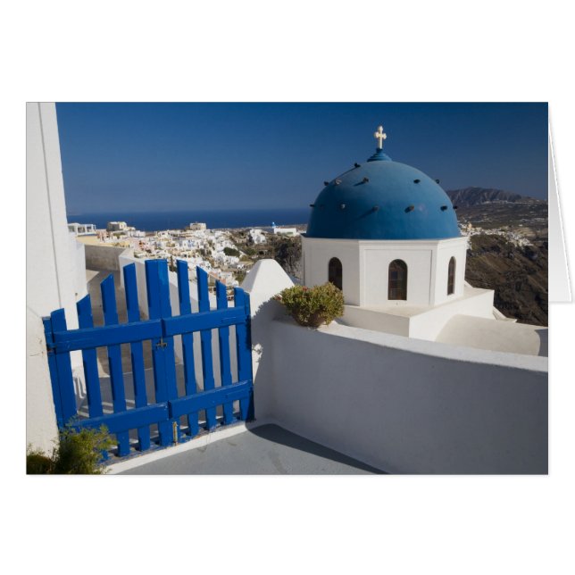 Cartão Grécia e Ilha Grega de Santorini a partir do (Frente Horizontal)