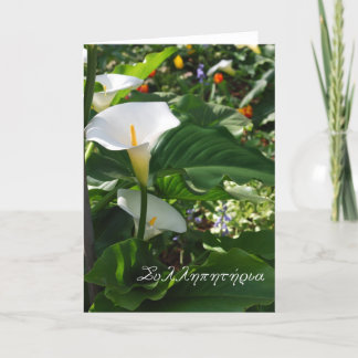 Cartão Greek sympathy card with white calla lillies
