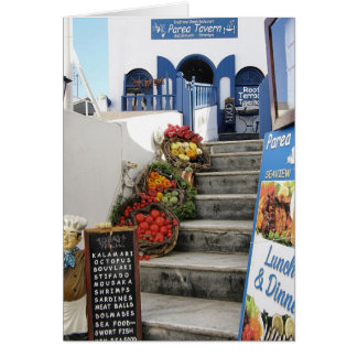Cartão greek tavern on Santorini, Grécia