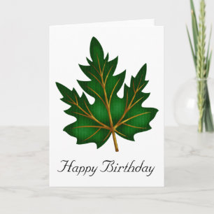 Cartão Green 1 Leaf Fall Season Happy Birday Card
