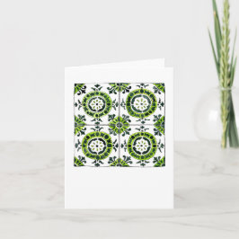 Cartão Green and White Circular Patterned Tile