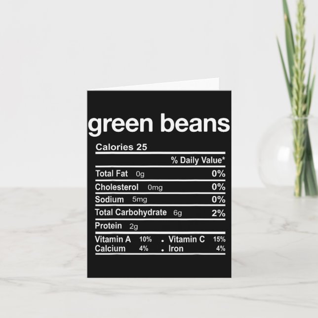Cartão Green Beans Nutrition Facts Funny Thanksgiving Chr (Frente)