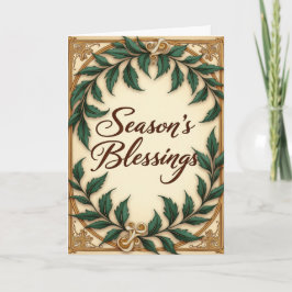 Cartão Green Botanical Seasons Blessings Christmas 