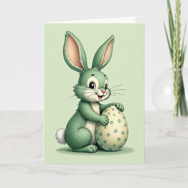 Cartão Green Bunny And Egg Card (Frente)