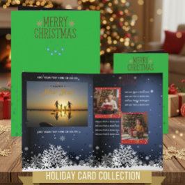 Cartão Green Christmas Multi Photo New Year Card
