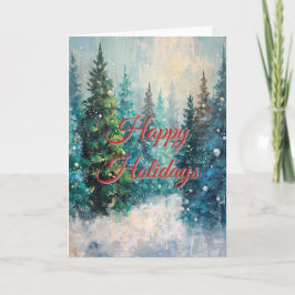 Cartão Green Christmas Trees Winter Forest