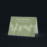 Cartão Green Dandelions Sister Birthday<br><div class="desc">Cartão de aniversário para irmã de verde com dentes-de-leão e verso pensativo.</div>