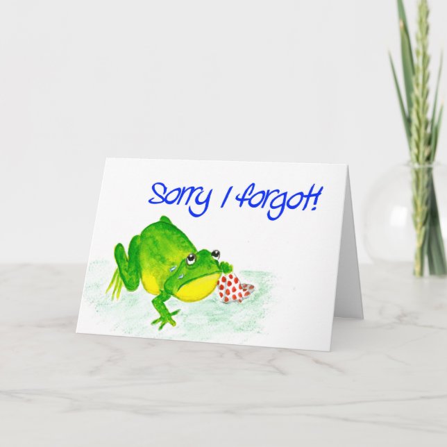 Cartão Green Frog Belated Birthday Card (Frente)