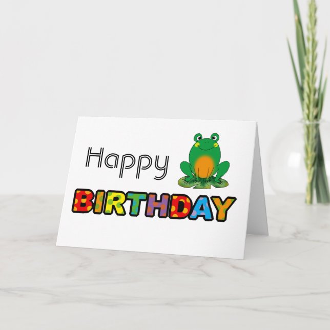 Cartão Green frog happy birthday (Frente)