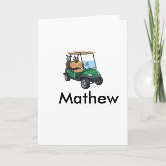 Cartão Green golf car name man sports boy gifts letter 