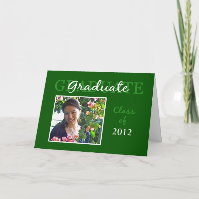 Cartão Green Graduation Congratulations Photo Card (Frente)