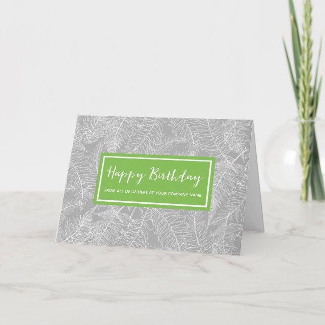 Cartão Green Grey Ferns Business From Group Birthday (Frente)