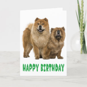Cartão Green Happy Birthday Chow Chow Puppy Dog
