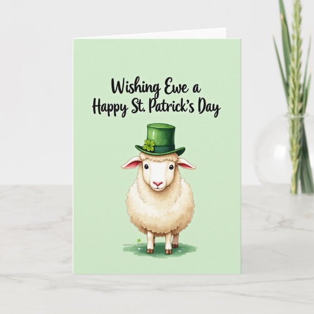 Cartão Green Hat Sheep Happy St Patricks Card (Frente)