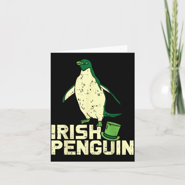 Cartão Green Irish Penguin Cute St Patricks Day Animal Lo (Frente)