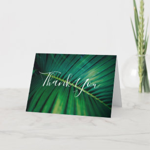 Cartão Green Leaf Palm Frond Closeup Photo Thank You