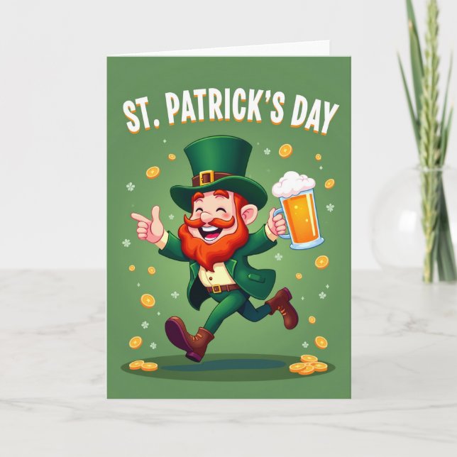 Cartão Green Leprechaun Celebration Card (Frente)