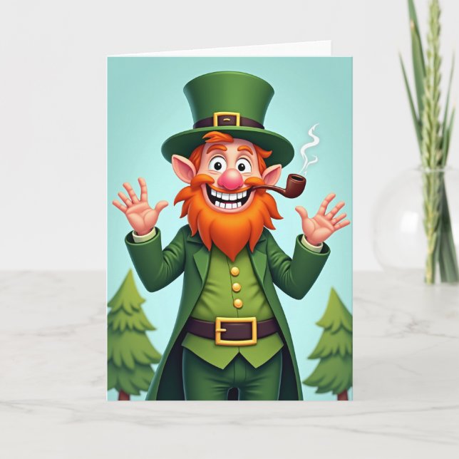 Cartão Green Leprechaun Irish Luck Card (Frente)