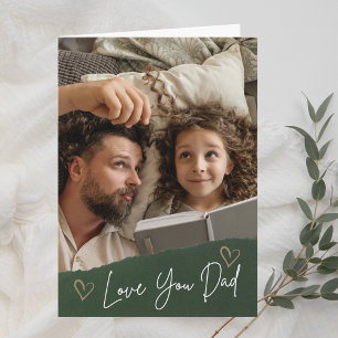 Cartão Green Love You Pai Heart Custom Photo Dia de os pa