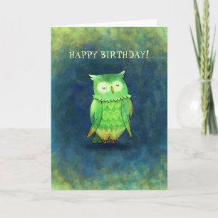 Cartão Green Owl Greeting Card (personalizável)
