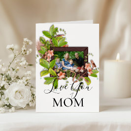Cartão Green Pink Flowers Picture Frame Add a Photo