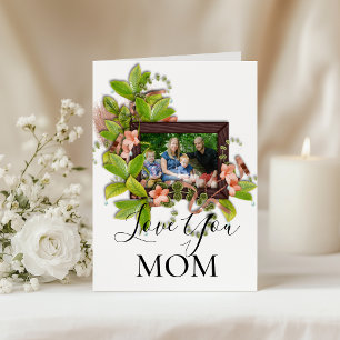 Cartão Green Pink Flowers Picture Frame Add a Photo