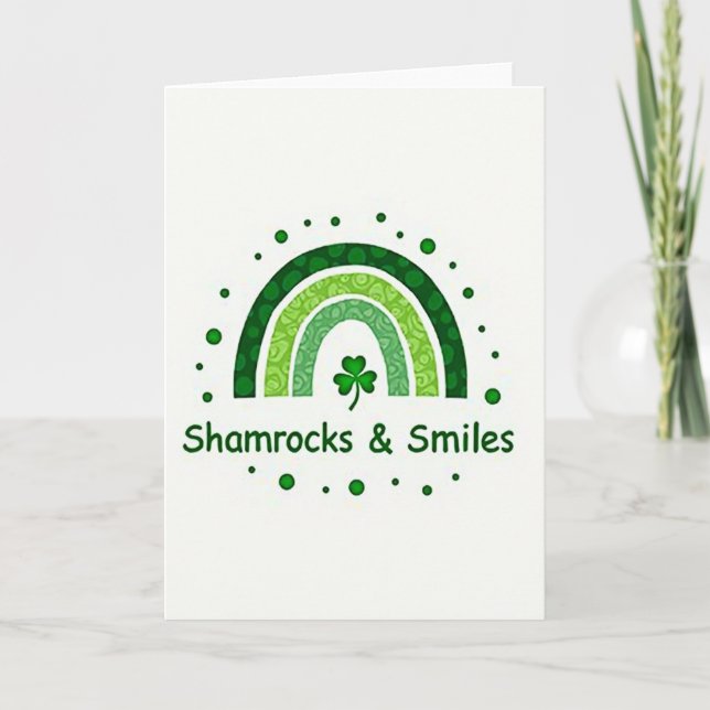 Cartão Green Rainbow Dots Pattern Card (Frente)