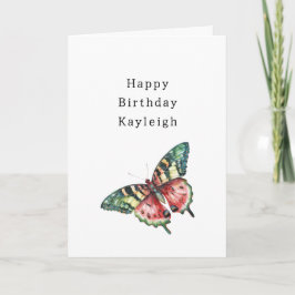 Cartão Green Red Watermelon Butterfly Birthday