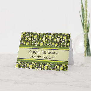 Cartão Green Retro Stepson Birthday